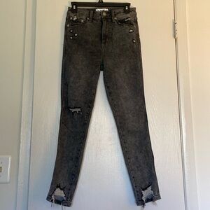 Daze stone washed ripped skinny jeans